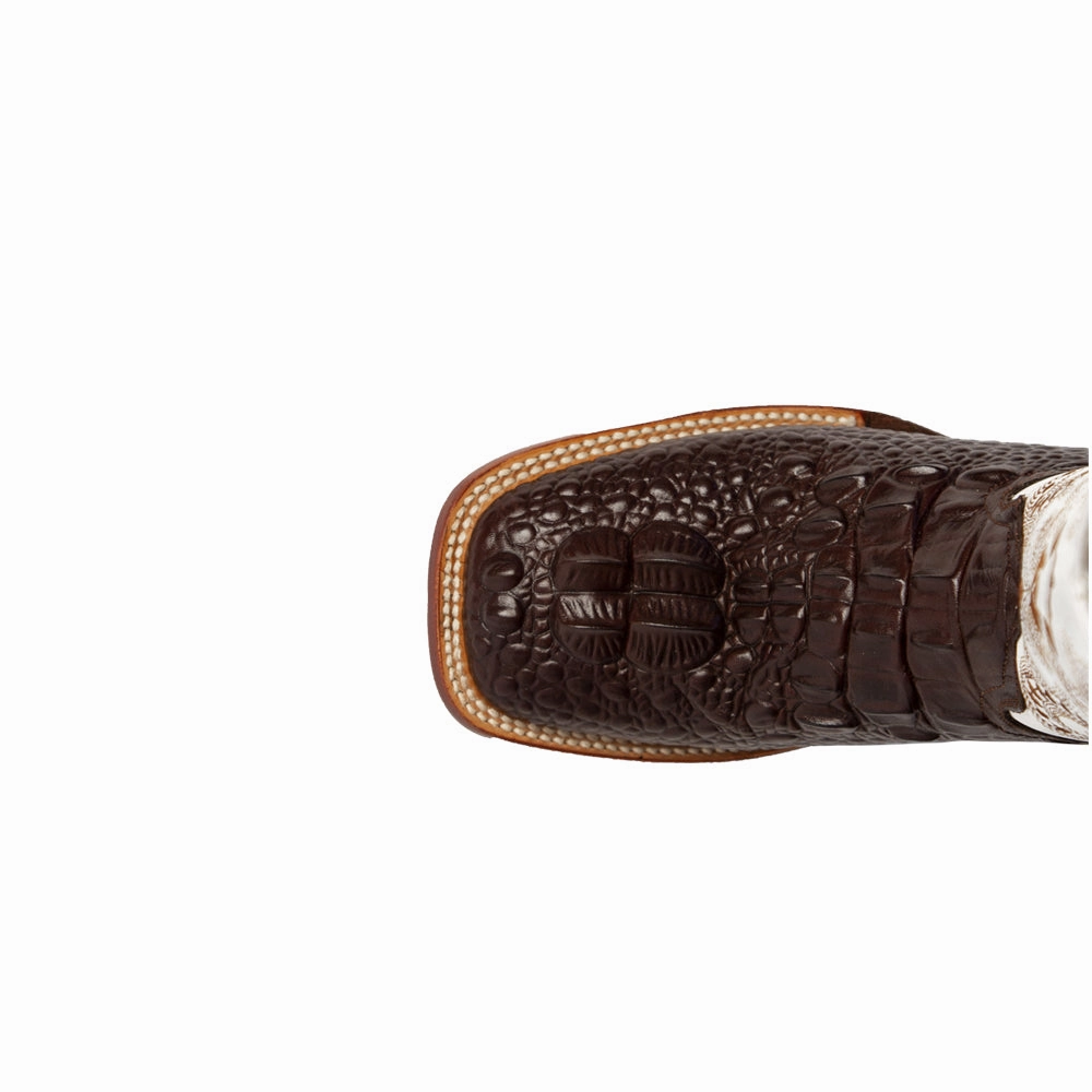 Rancher Caiman Print Embroidered Square Toe Cowboy Boots Heavy Terrain Protective Finish Trail Runner