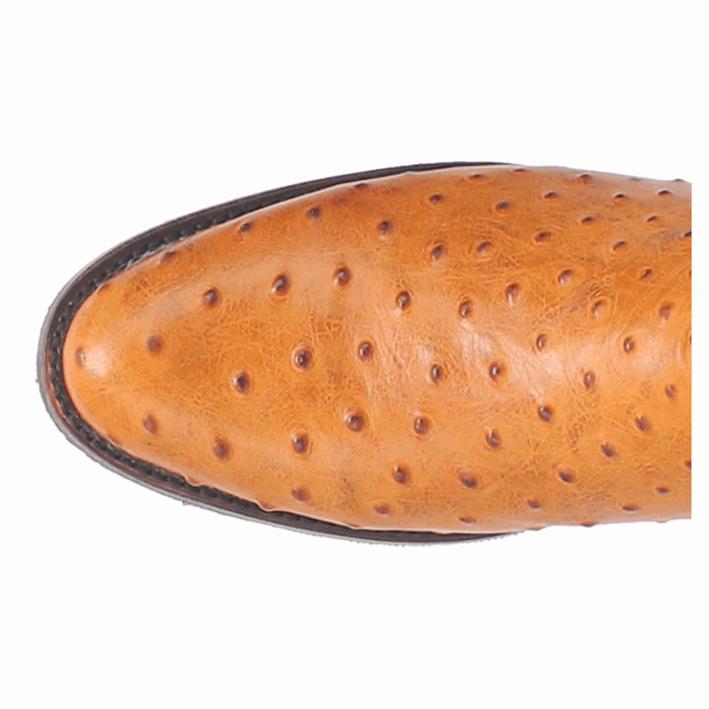 most difficult Friction Reduction Design Ranger Leather Embroidered Ostrich Print Round Toe Cowboy Boots