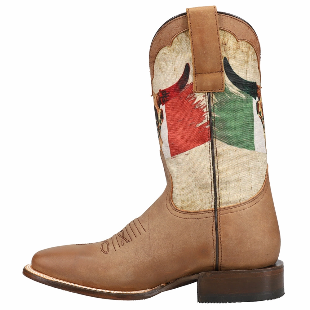 Contemporary ease Soft Touch Lining Viva Mexico Patriotic Square Toe Pull On Cowboy Boots