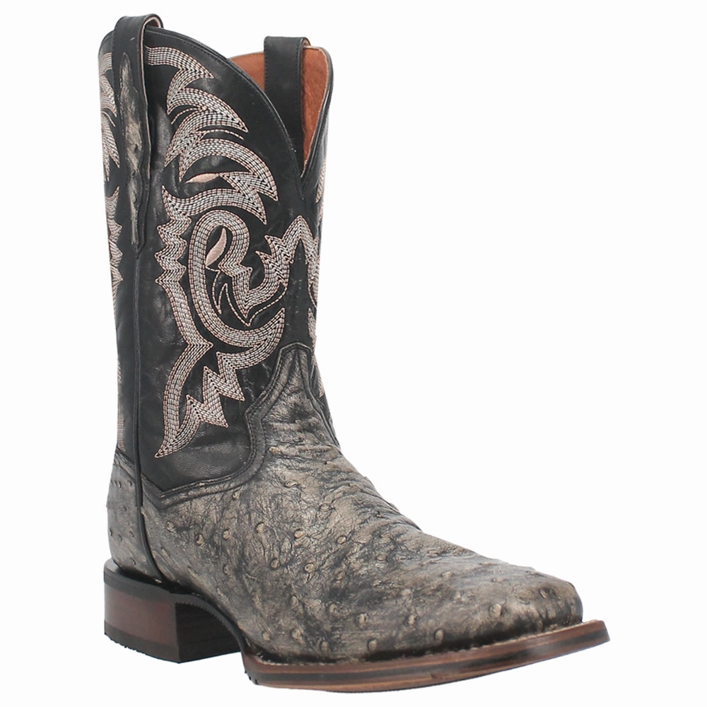 hiking - style Dillinger Full Quill Ostrich Embroidered Square Toe Cowboy Boot
