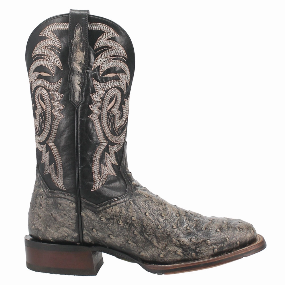 least work Dillinger Full Quill Ostrich Embroidered Square Toe Cowboy Boot