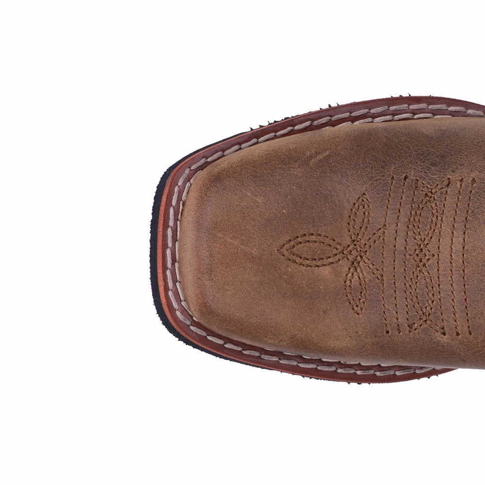 Rascal Embroidered Square Toe Cowboy Boots (Big Kid) Padded collar