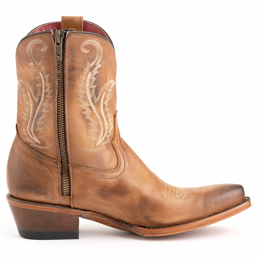 High Traction Stylish Explorer Clean Form Molly Embroidered Snip Toe Zippered Cowboy Booties