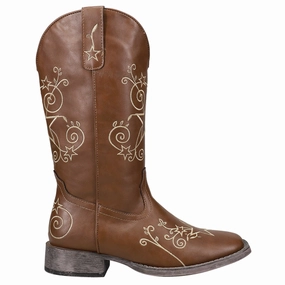 Aster Embroidered Square Toe Cowboy Boots Shear Warm
