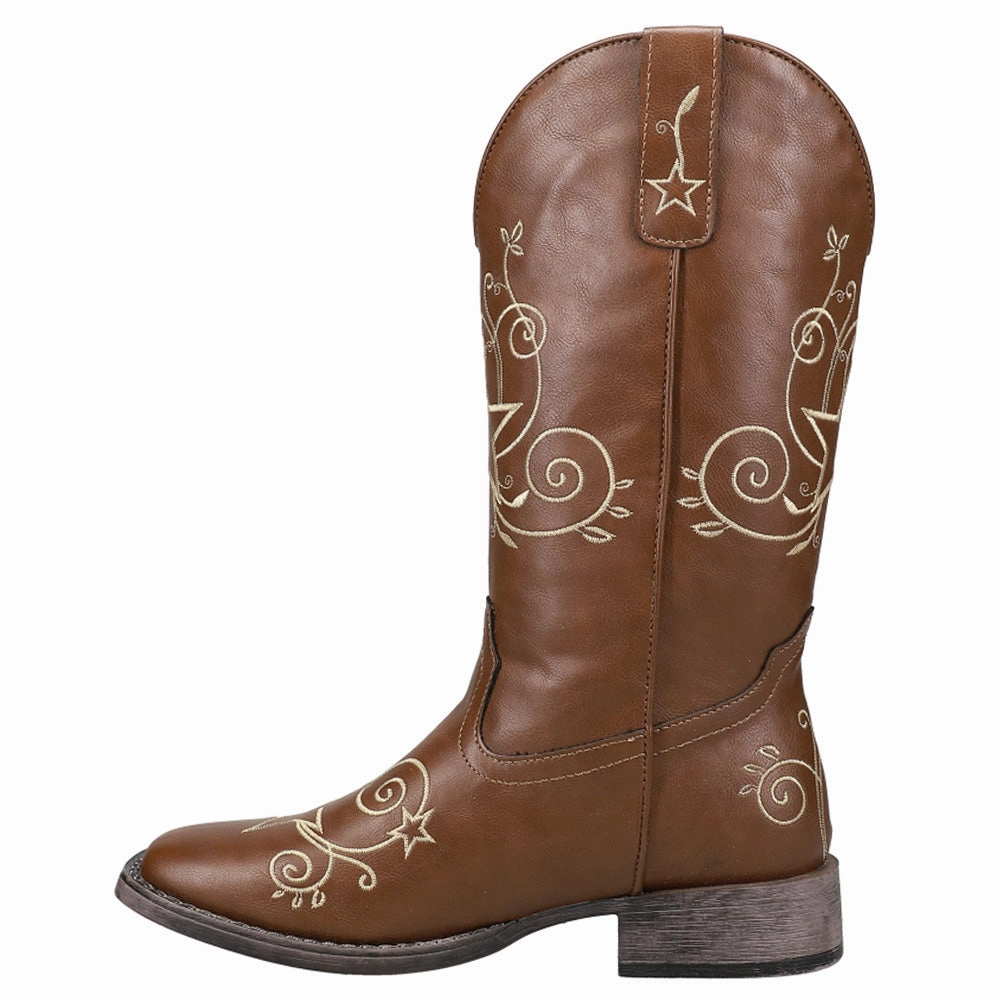 Aster Embroidered Square Toe Cowboy Boots easy to remove High Traction All Day Wear