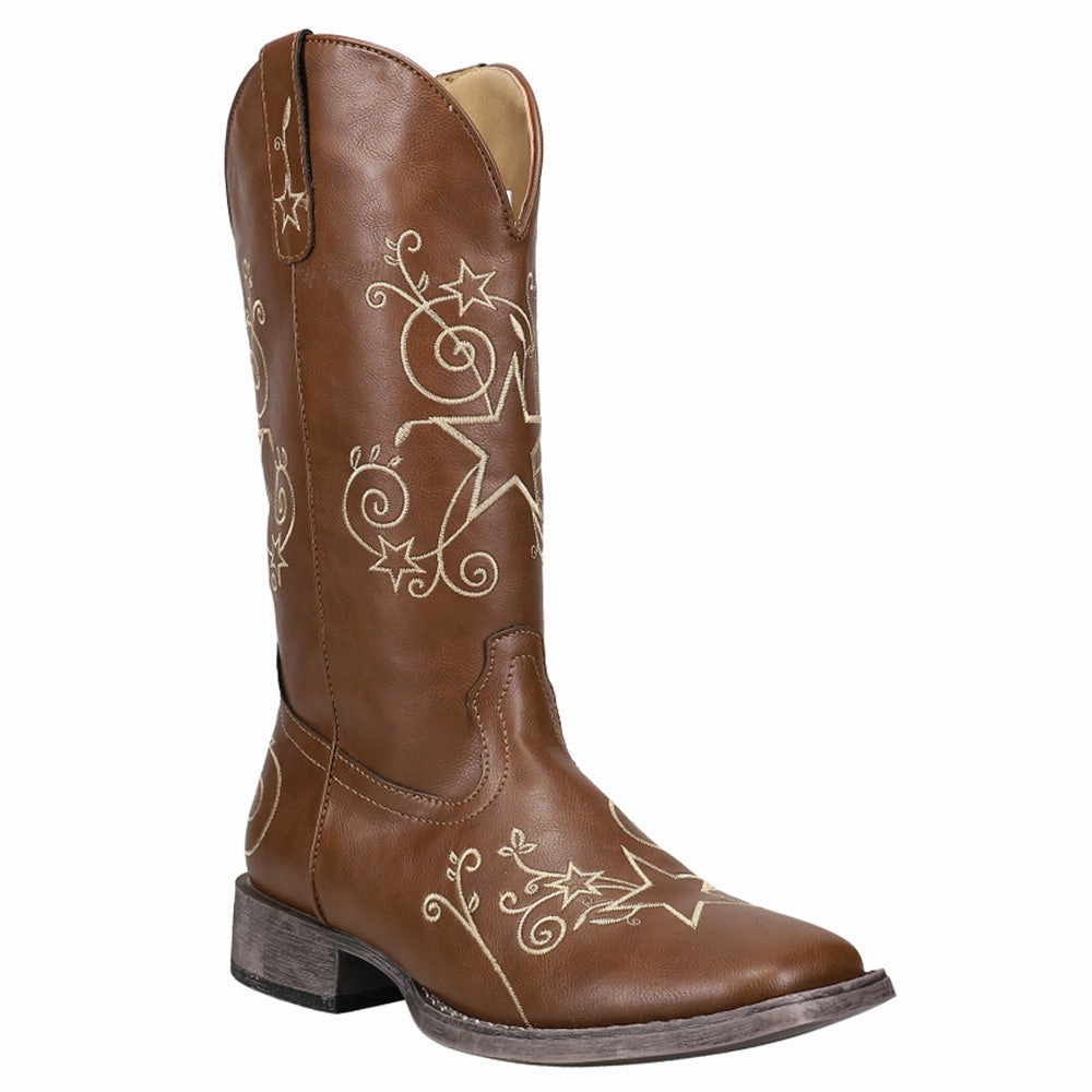 Aster Embroidered Square Toe Cowboy Boots anti-odor