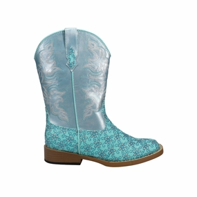 Lace Up Glittery Floral Square Toe Cowboy Boots (Little Kid-Big Kid)