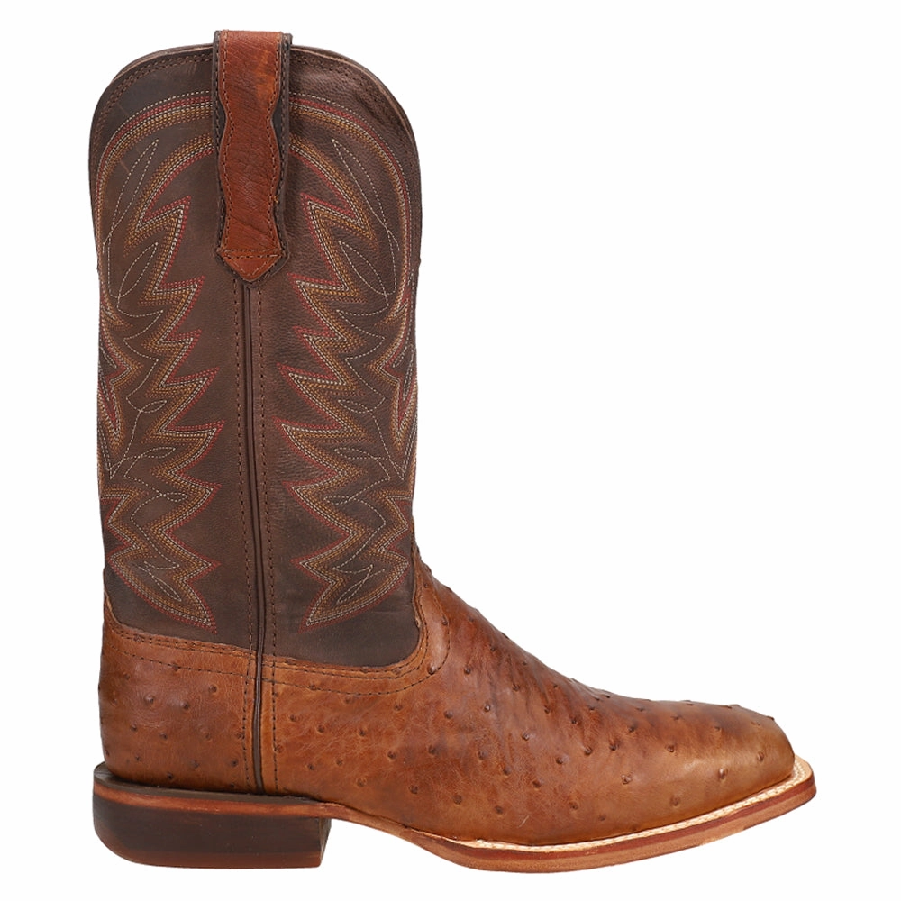 Full Quill Ostrich Embroidered Square Toe Pull On Cowboy Boots ankle - support