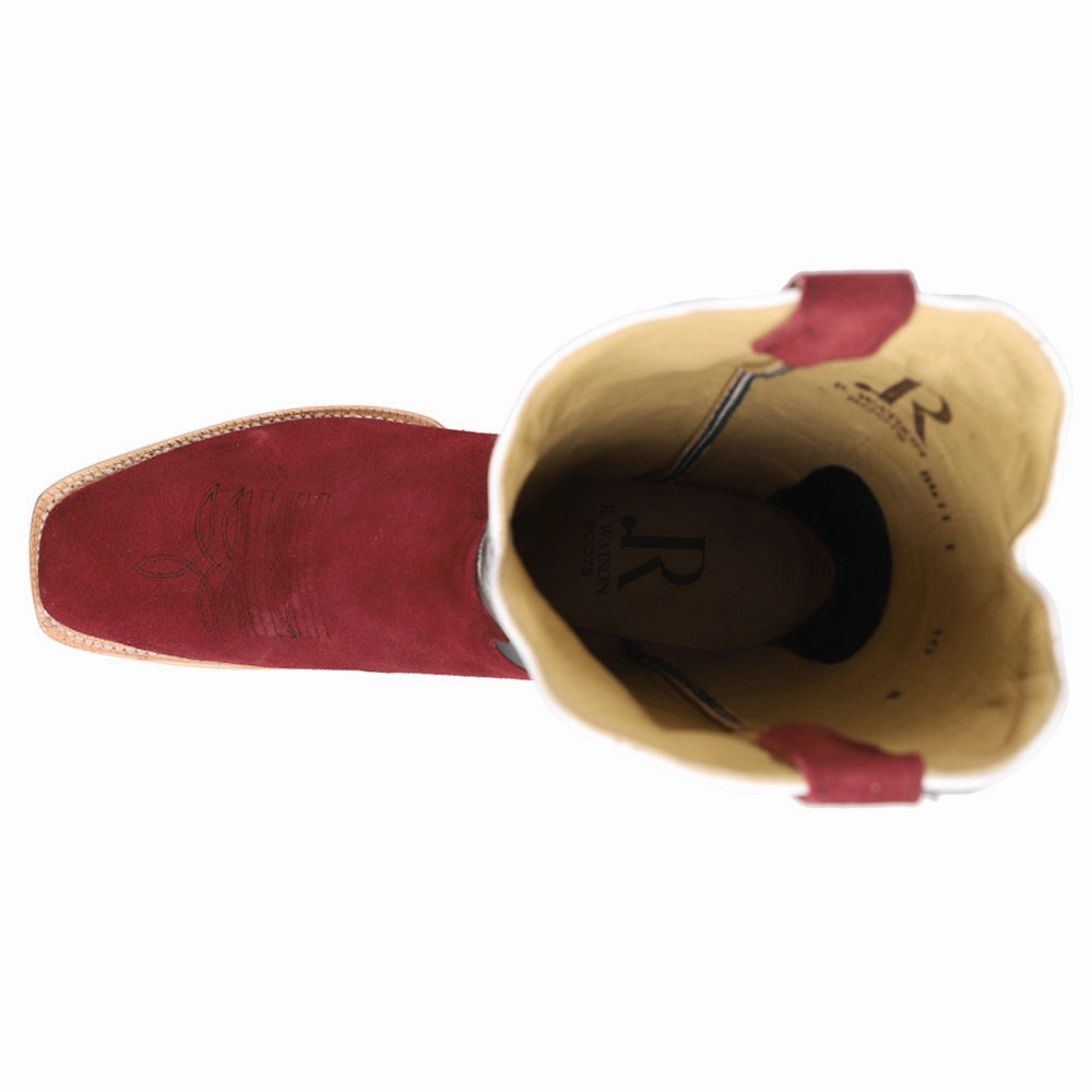 Rhubarb Rough Out Embroidered Square Toe Cowboy Boots Durable Shell Trail Exploration