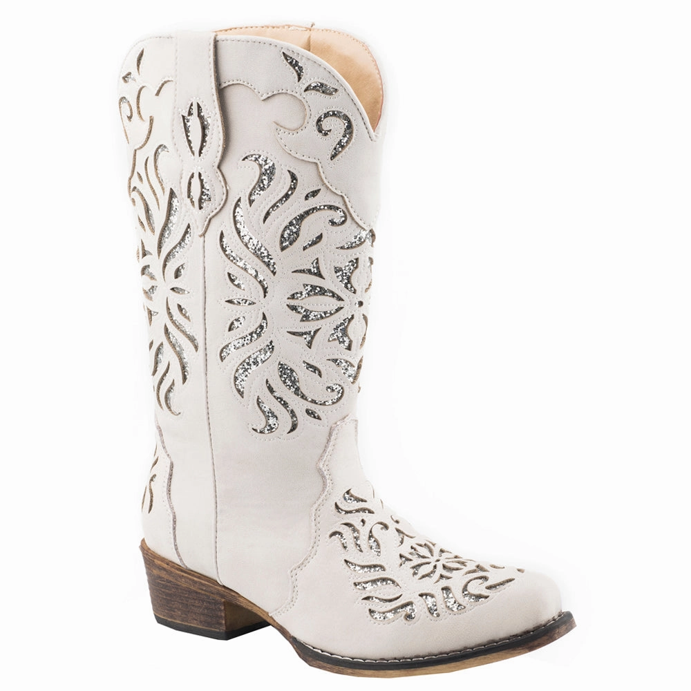 Riley Glitz Glitter Underlay Snip Toe Cowboy Boots Rugged Design Dance Edge