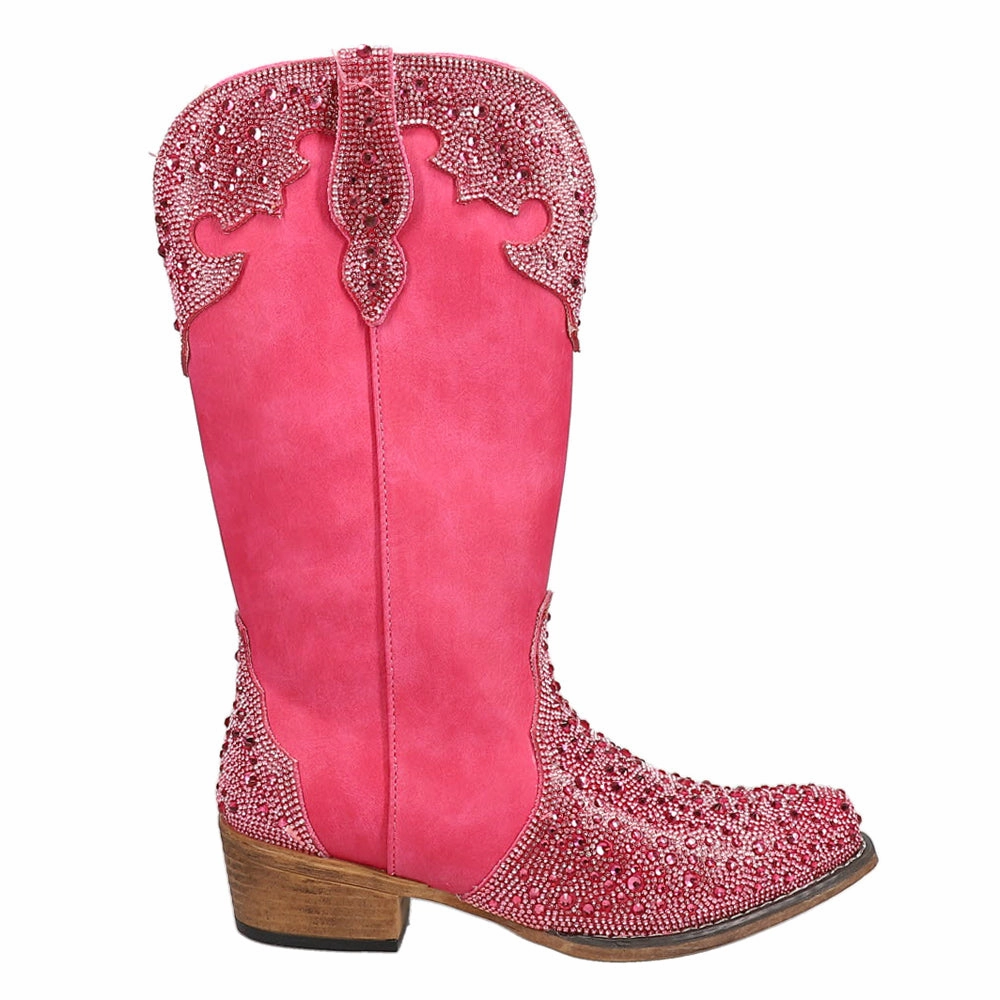 Frost Season Riley Jewells Rhinestone Overlay Snip Toe Cowboy Boots