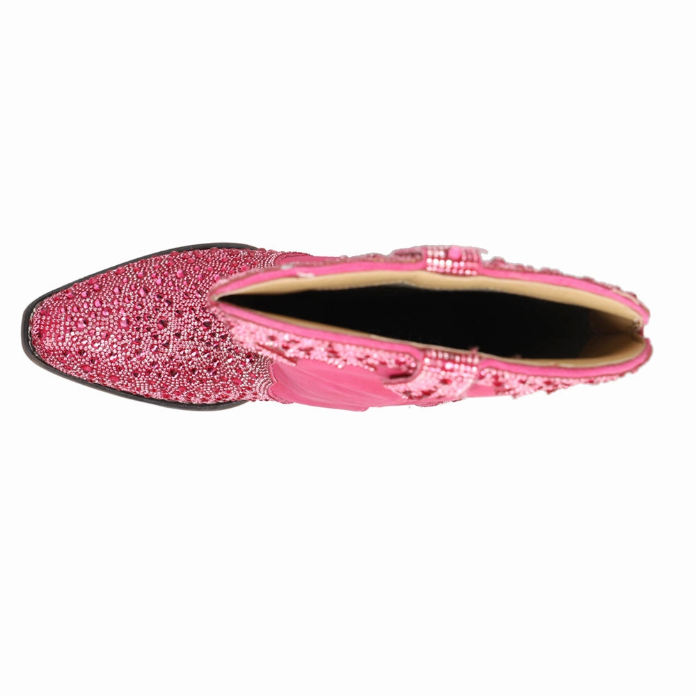 Riley Jewells Rhinestone Overlay Snip Toe Cowboy Boots Cozy Interior