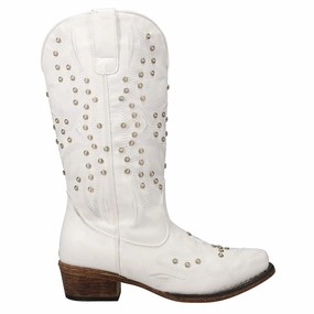 Riley Pearl Embroidered Snip Toe Cowboy Boots Animal Spot Padded Collar Lining