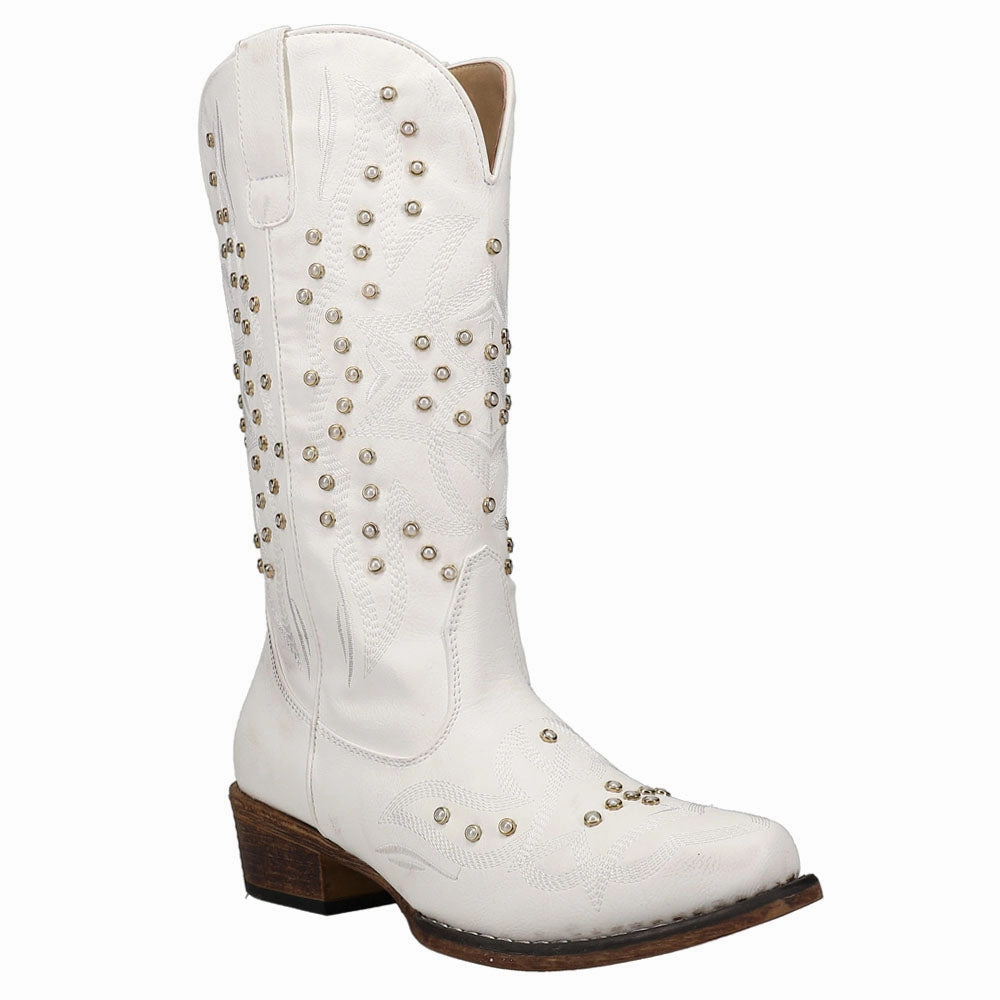 Padded Interior Outdoor Trek Strong Mood Riley Pearl Embroidered Snip Toe Cowboy Boots