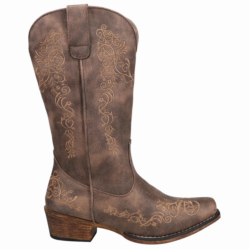 Padded Interior Rough Trail Hiker Steel Guard Riley Scroll Embroidered Snip Toe Cowboy Boots