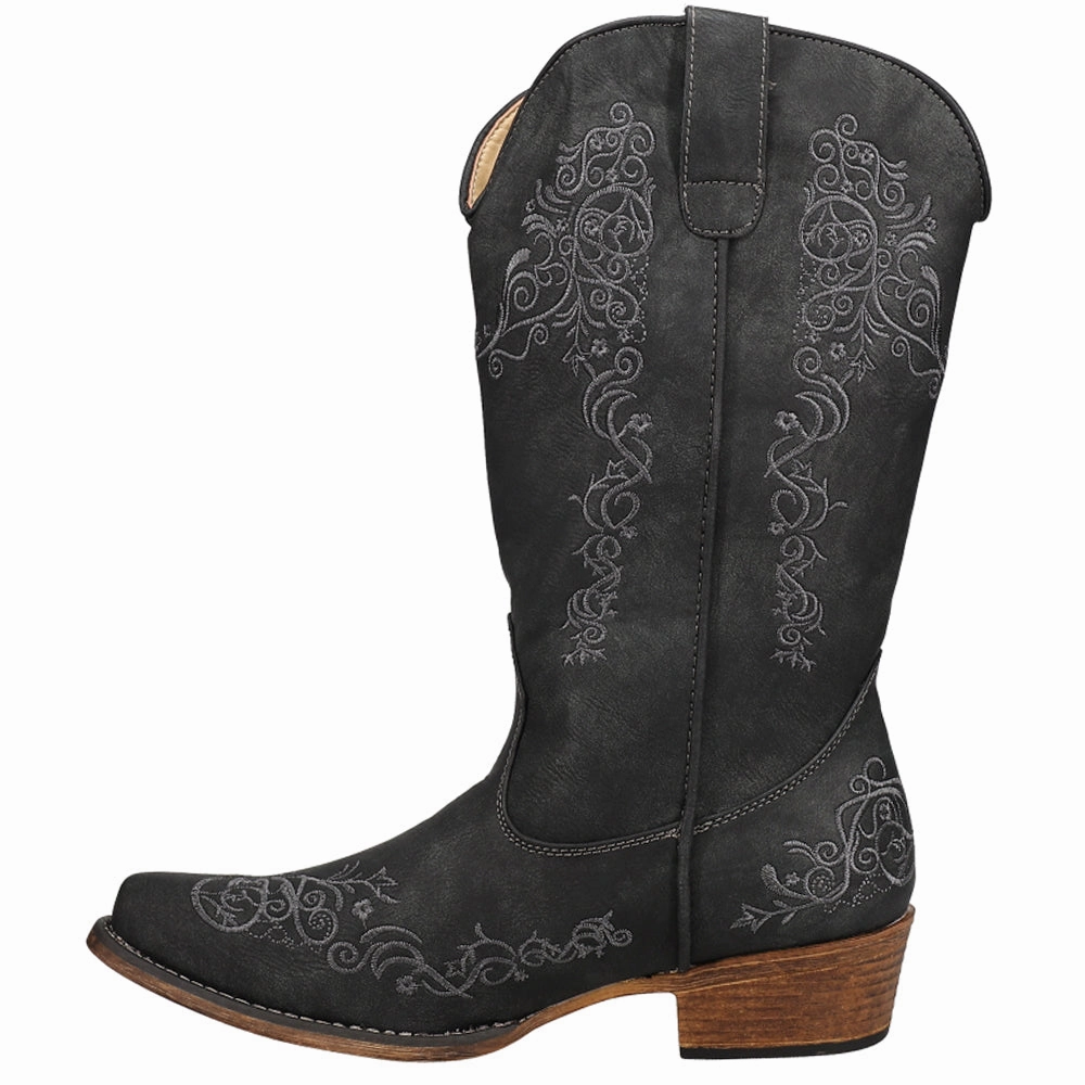 Riley Scroll Embroidered Snip Toe Cowboy Boots Insulated Mountain Hike Flexible Frame Work Commute