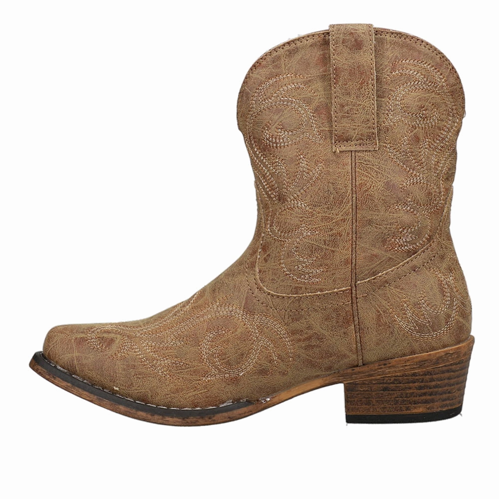 Protective Finish Snowy Path Quick-Dry Riley Shorty Embroidered Snip Toe Cowboy Booties