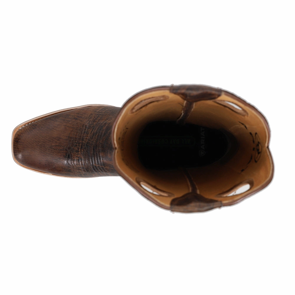 Composite Rocker Sole Ringer Embroidered Square Toe Pull On Cowboy Boots