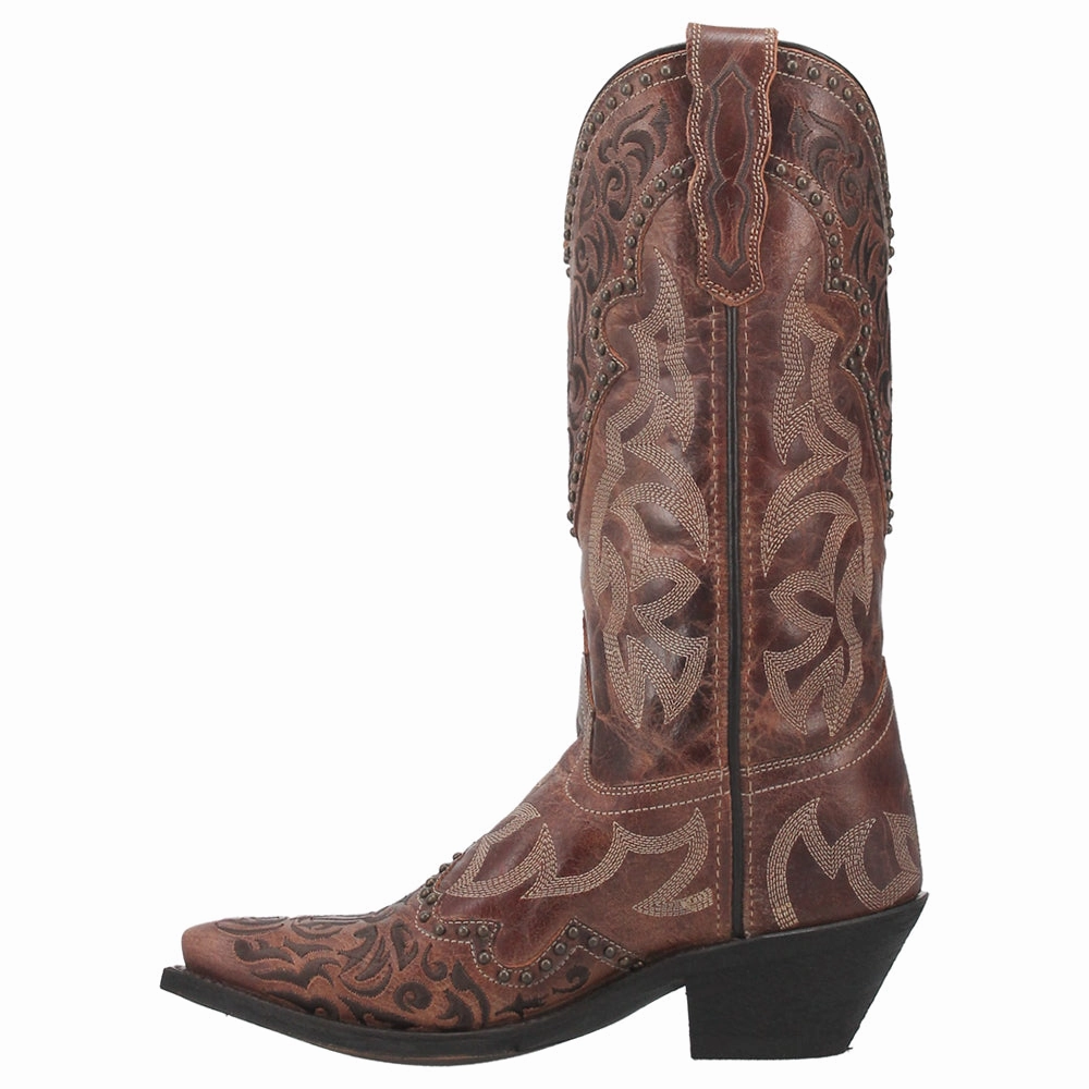 Braylynn Embroidered Studded Snip Toe Cowboy Boots Neutral Finish