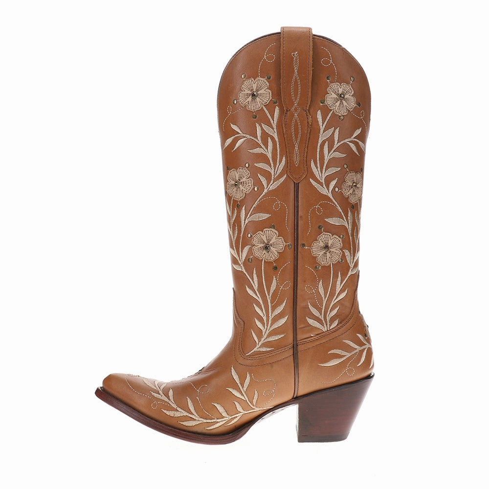 Stretchable Material Romance Floral Embroidered Pointed Toe Cowboy Boots