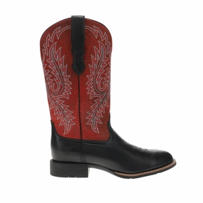 Round Up StretchFit Embroidered Wide Square Toe Cowboy Boots Weatherproof Seam Sealing