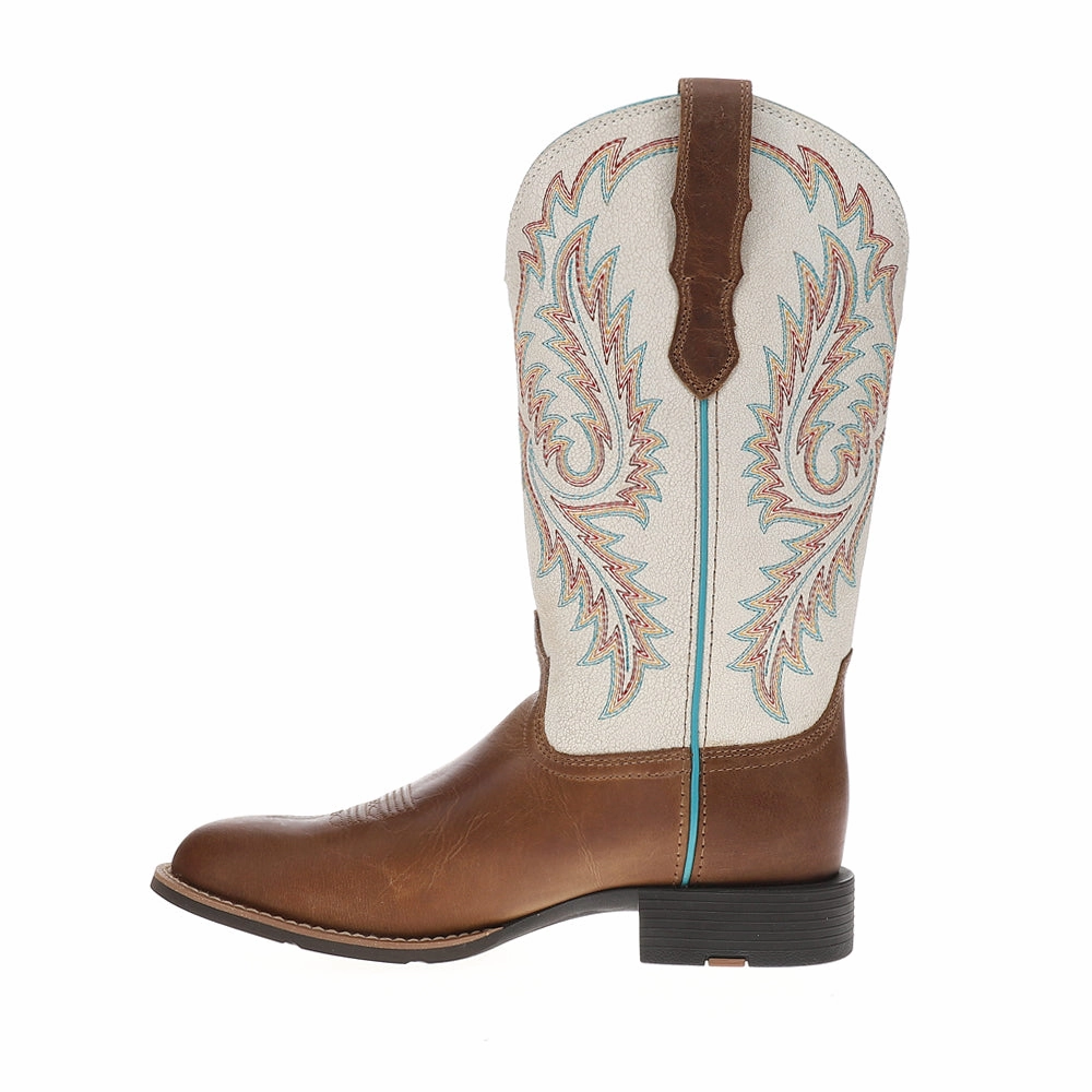 Hard Trail Round Up StretchFit Embroidered Wide Square Toe Cowboy Boots