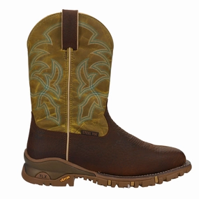 Roustabout 11 Inch Waterproof Steel Toe Work Boots Non Slip Tread Lightweight TPU Frame