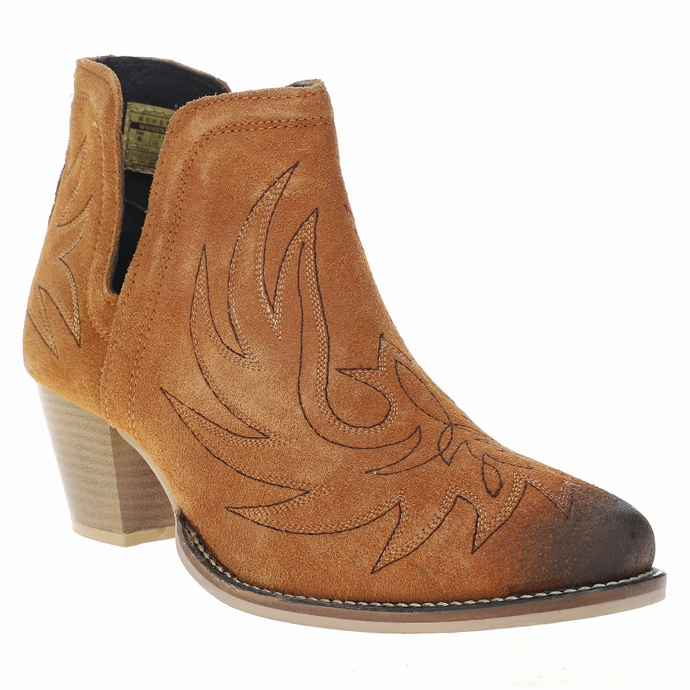 Rowdy Embroidered Snip Toe Pull On Cowboy Booties Tough Sole