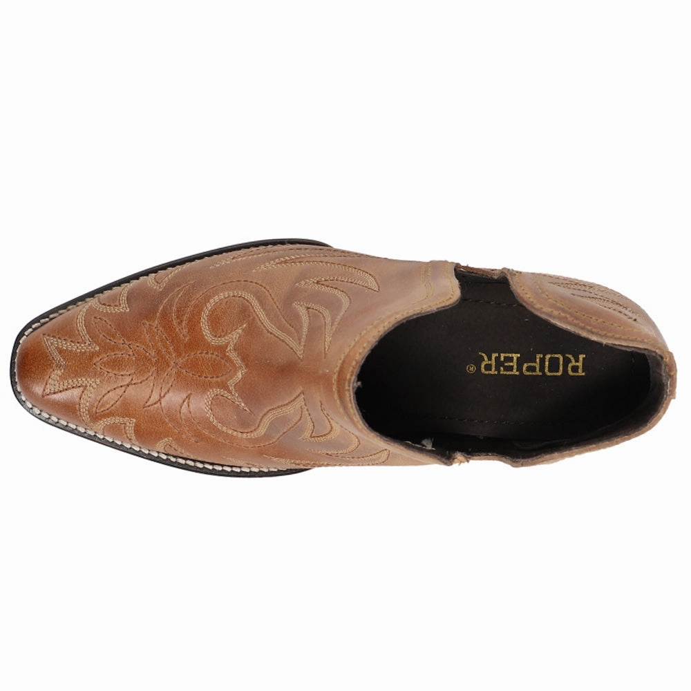 Rowdy Embroidery Pointed Toe Cowboy Booties Hiking Comfort