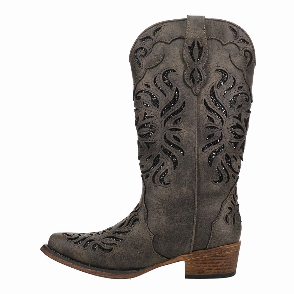 High Traction Rough Terrain Riley Glitz Glitter Underlay Snip Toe Cowboy Boots