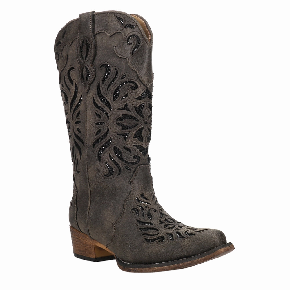 Riley Glitz Glitter Underlay Snip Toe Cowboy Boots Sustainable Material Blend