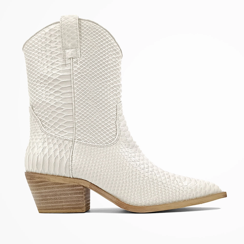 Zouzou Snake Print Pointed Toe Cowboy Boots Storm Wear