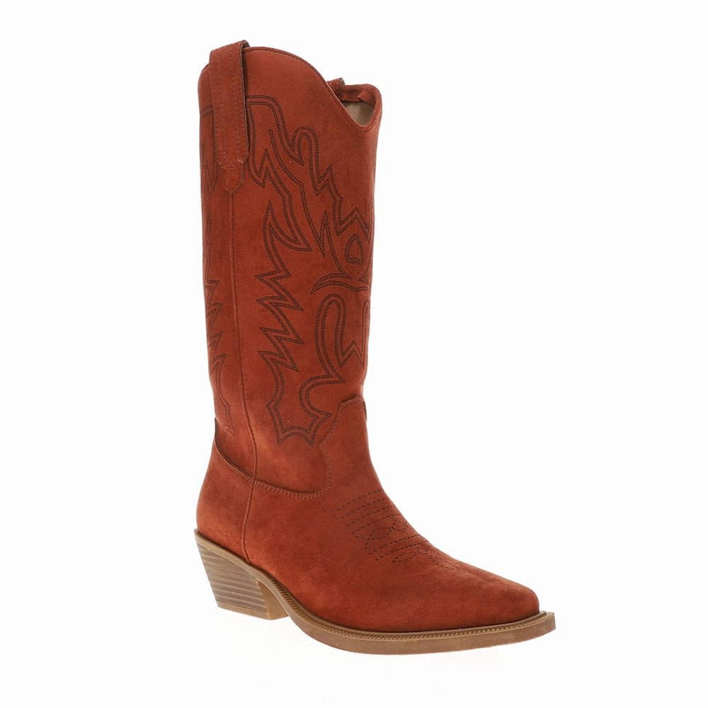 Kit Laser Embroidered Square Toe Pull On Cowboy Boots Weatherproof Seam