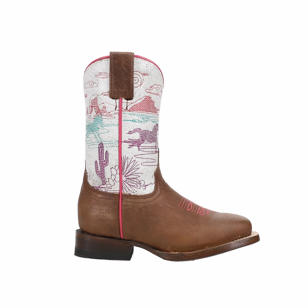 Running Free Square Toe Cowboy Boots (Little Kid) microfiber