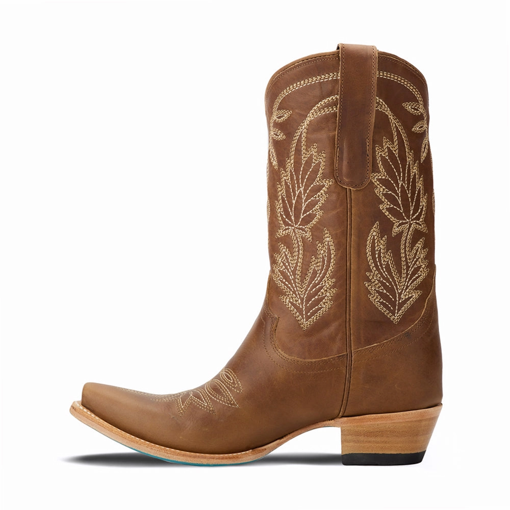 All Day Comfort Design Ventilated Footbed Sandaga Embroidered Snip Toe Midi Boot