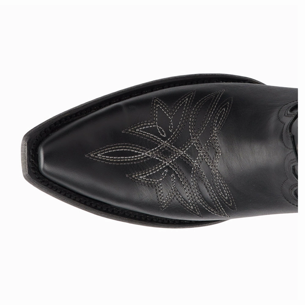 Sandaga Embroidered Snip Toe Midi Boot Rugged Build Ski Lodge