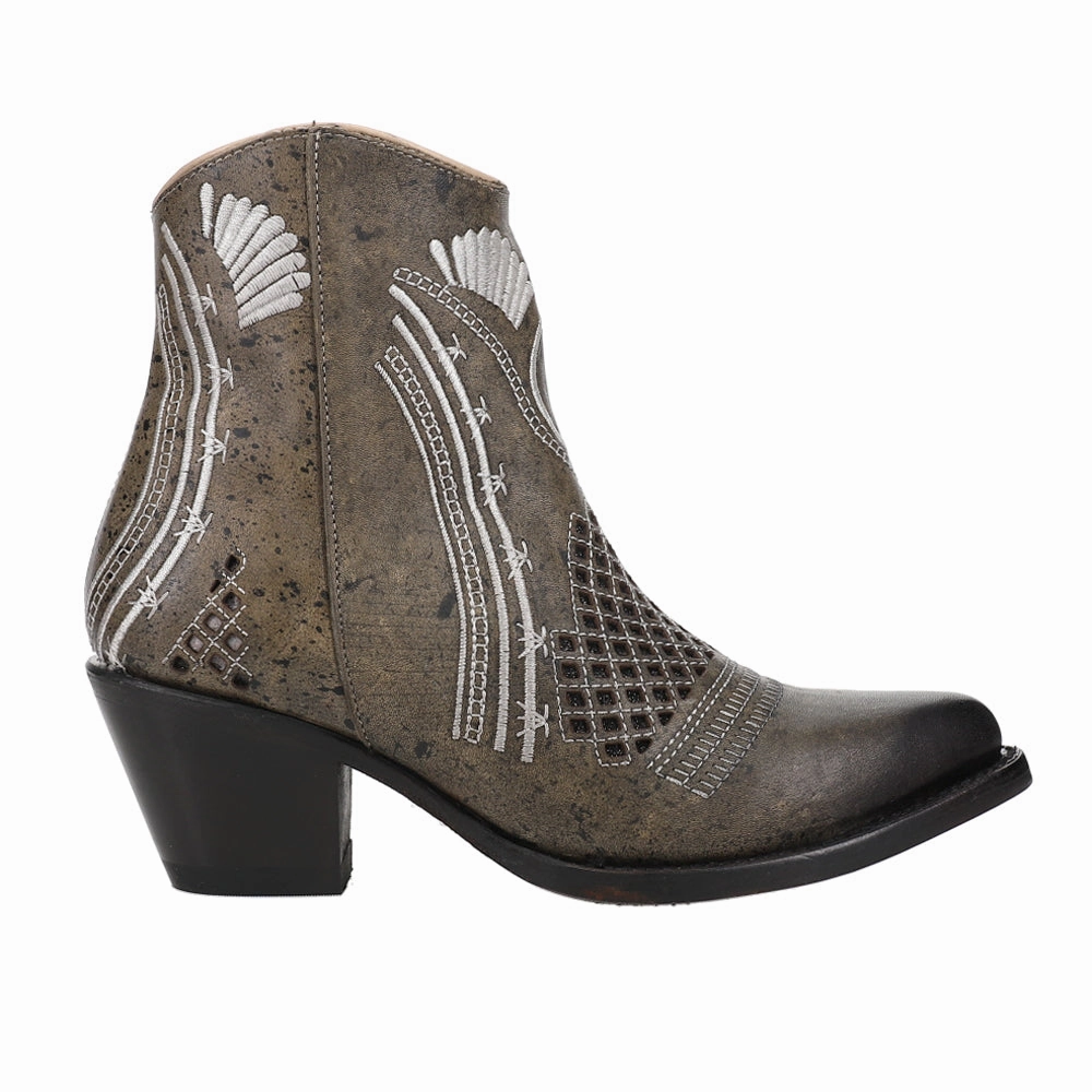 Savannah Embroidered Pointed Toe Zippered Cowboy Booties Thermal Core Rough Trail Hiker