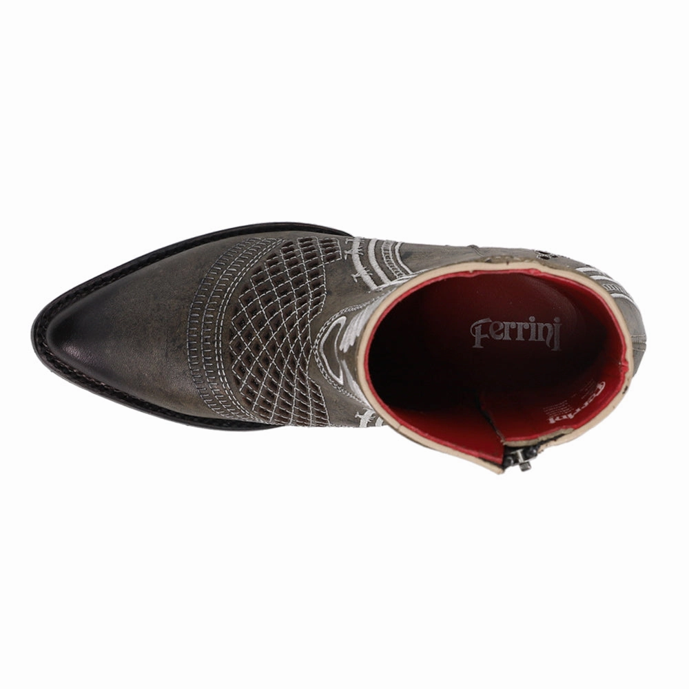 Thermal Barrier Savannah Embroidered Pointed Toe Zippered Cowboy Booties