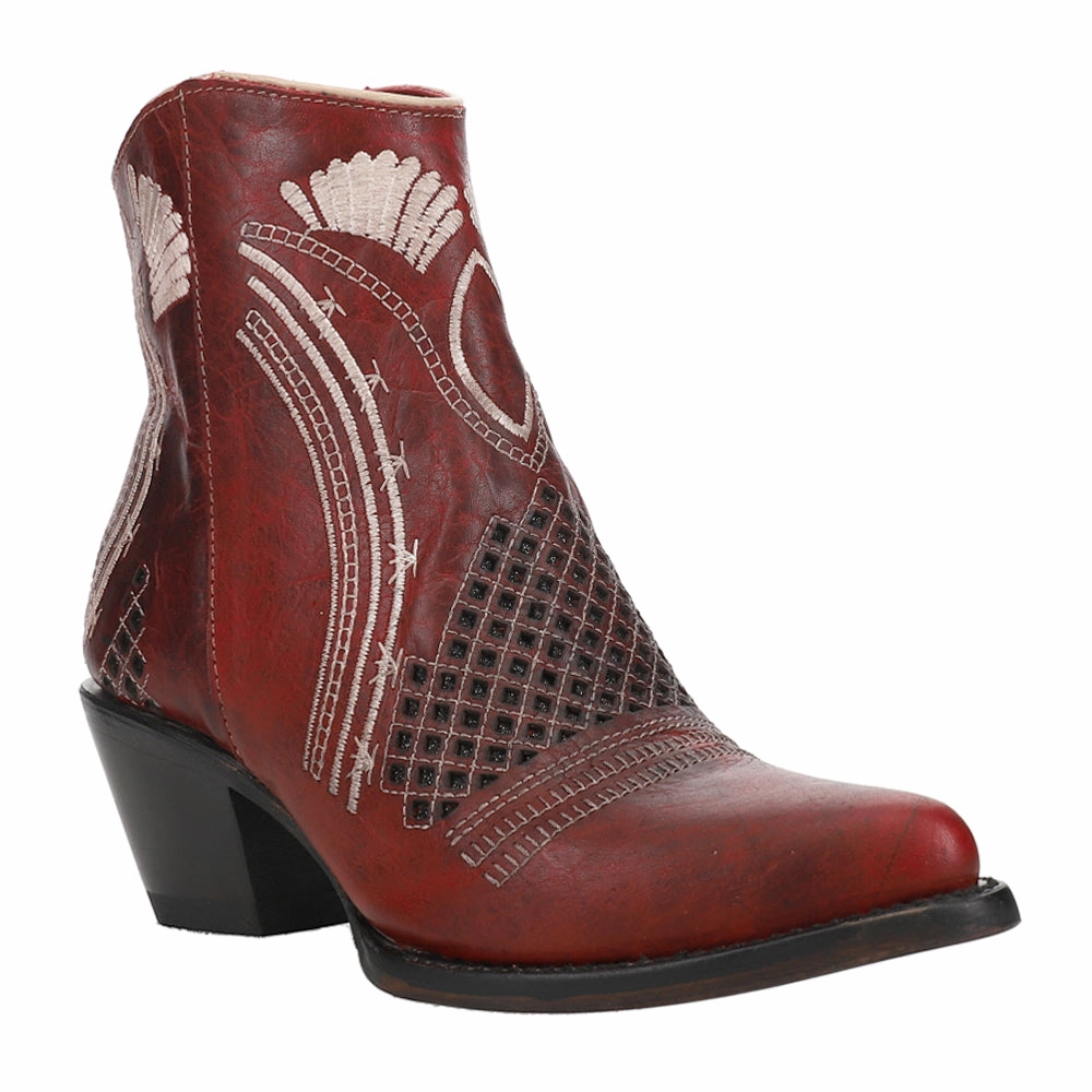 Savannah Embroidered Pointed Toe Zippered Cowboy Booties Effortless Look Reinforced Form Adventure Seeker