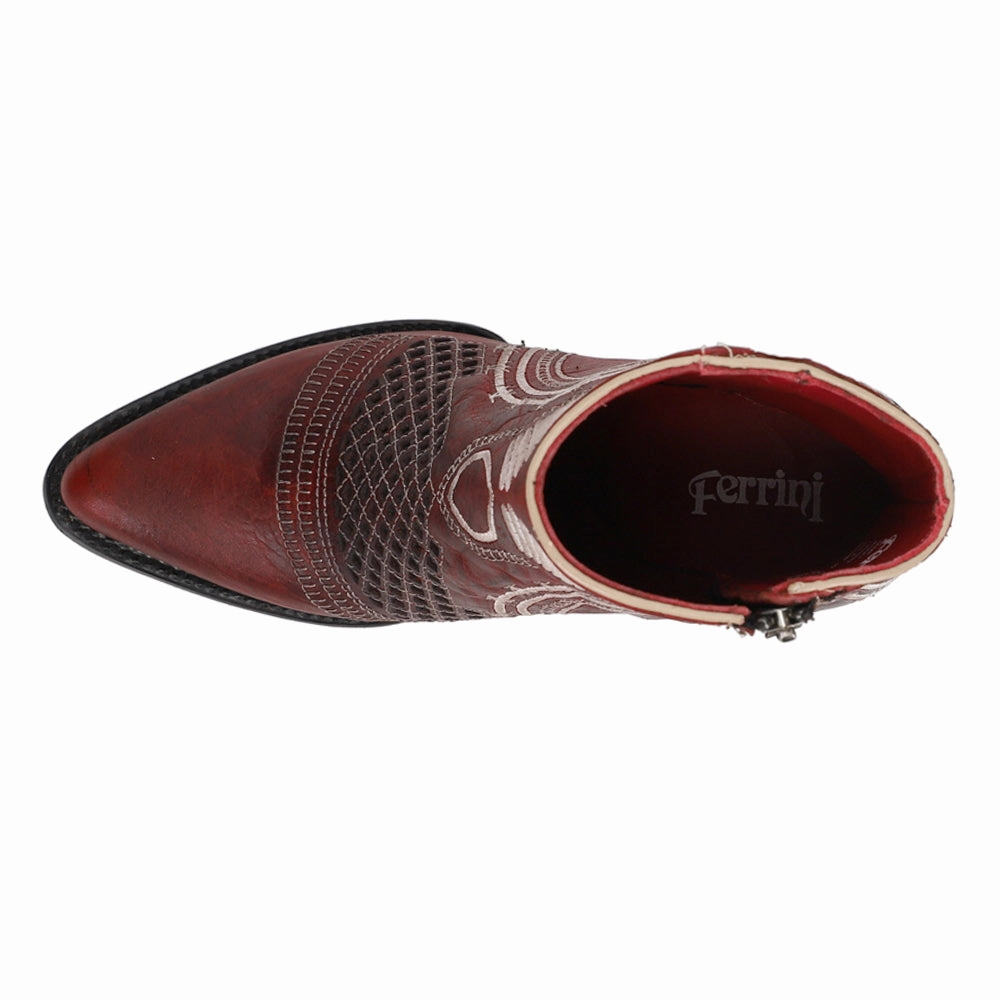 Savannah Embroidered Pointed Toe Zippered Cowboy Booties Functional Form