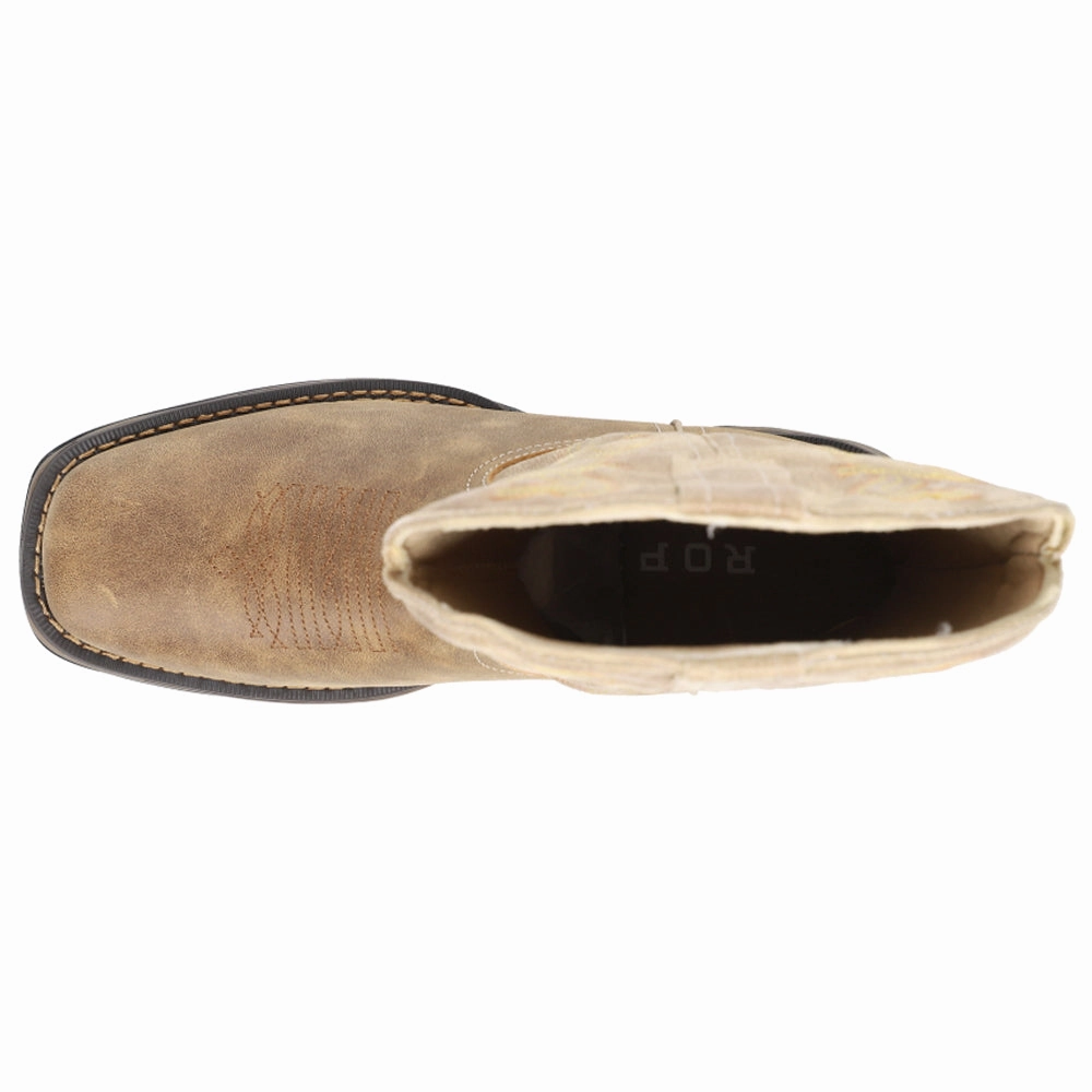 cyclists Flat Wilder II Embroidered Square Toe Pull On Cowboy Boots