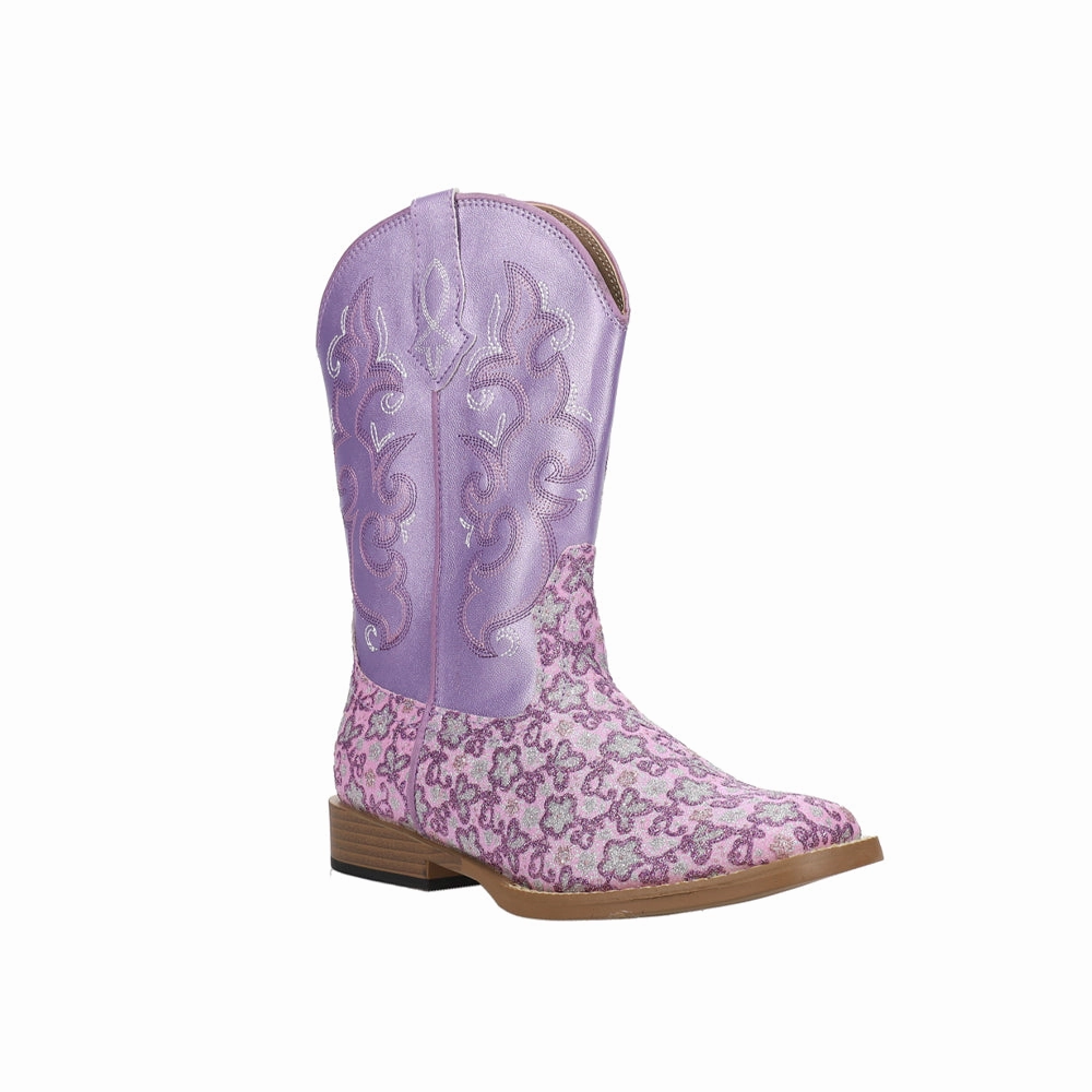 Day Wear All-Weather Design. Floral Glitter Square Toe Cowboy Boots (Little Kid-Big Kid)