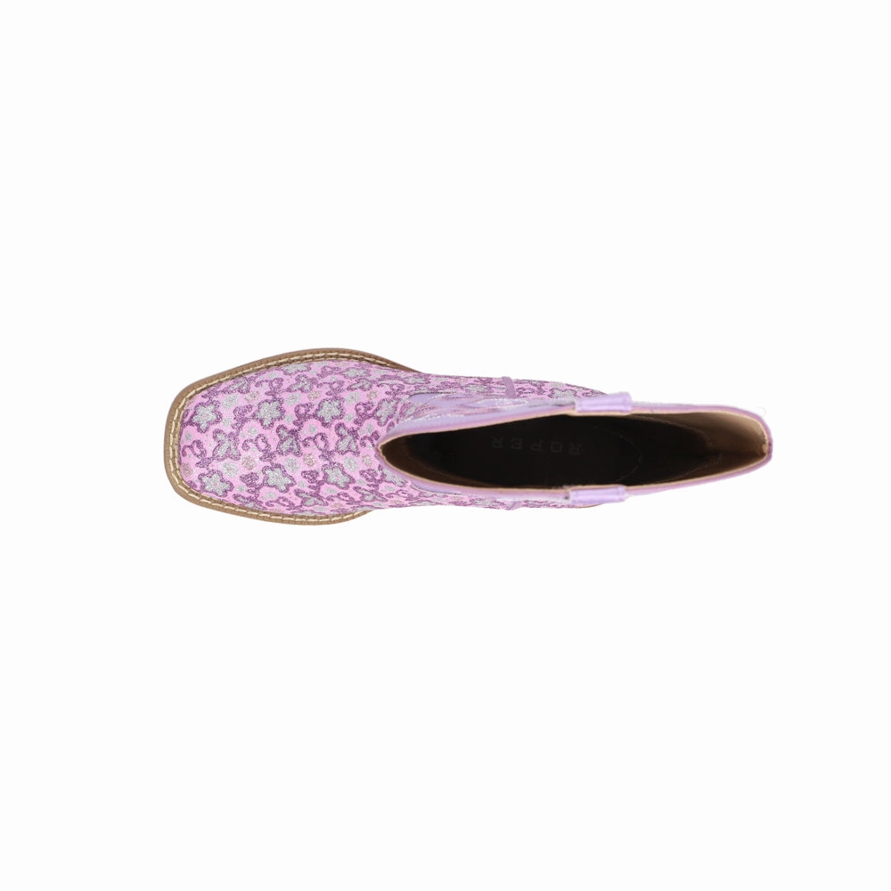 Quick Wear Floral Glitter Square Toe Cowboy Boots (Little Kid-Big Kid)