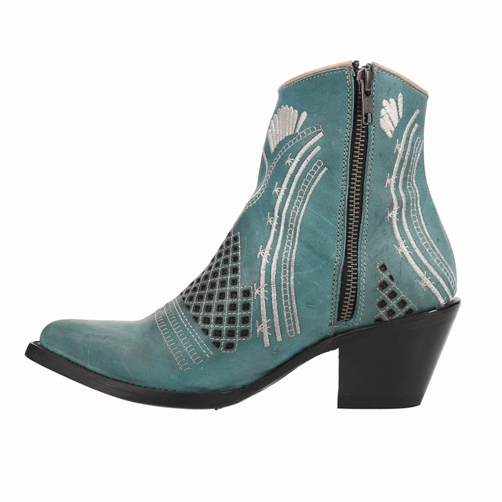 Savannah Embroidered Pointed Toe Zippered Cowboy Booties Ankle Lock