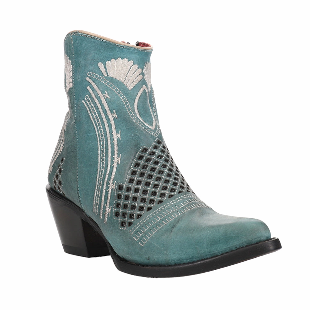 Flexible Construction Savannah Embroidered Pointed Toe Zippered Cowboy Booties