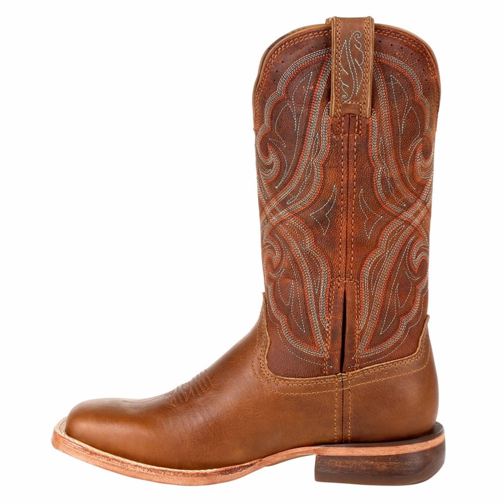 Arena Pro Embroidered Square Toe Cowboy Boots Smooth Surface