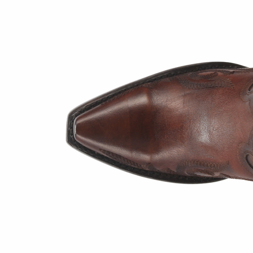 Seductress Embroidered Snip Toe Zippered Cowboy Boots Quick Drying Rainy Day Commuter Non-Slip Sole