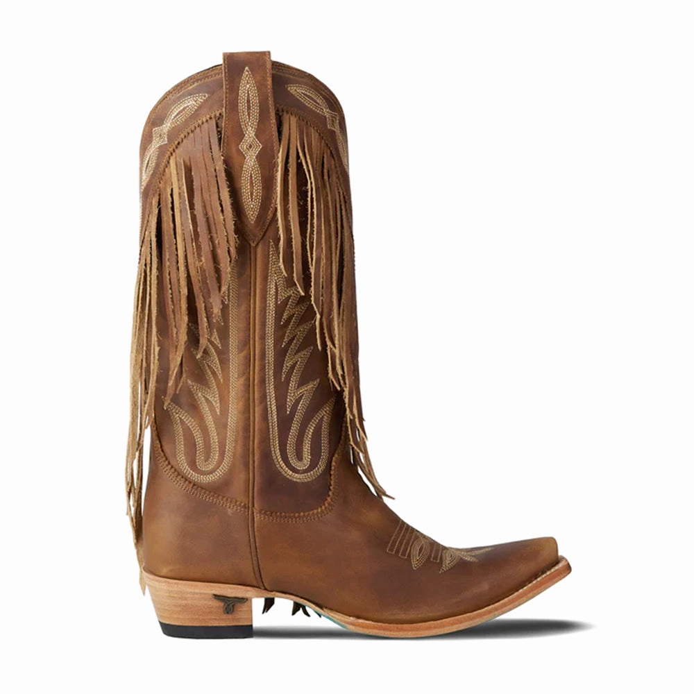 Resistant to wear Snake print Senita Falls Fringe Embroidered Snipped Toe Boot