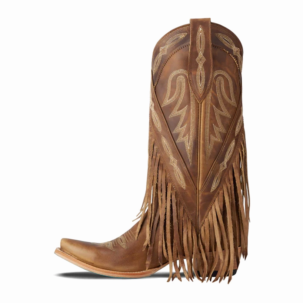 Rapid Lacing System Senita Falls Fringe Embroidered Snipped Toe Boot