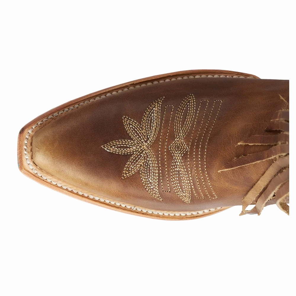 Senita Falls Fringe Embroidered Snipped Toe Boot Scholar